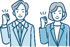 ガッツポーズの男女のイラスト